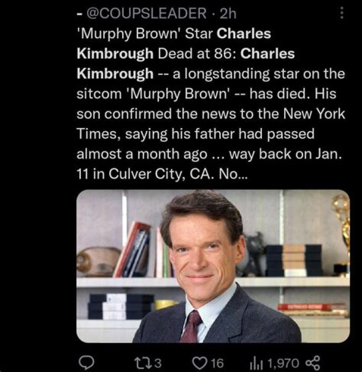 
Charles Kimbrough Cause of Death: A Tribute to a Beloved ‘Murphy Brown’ Actor! 