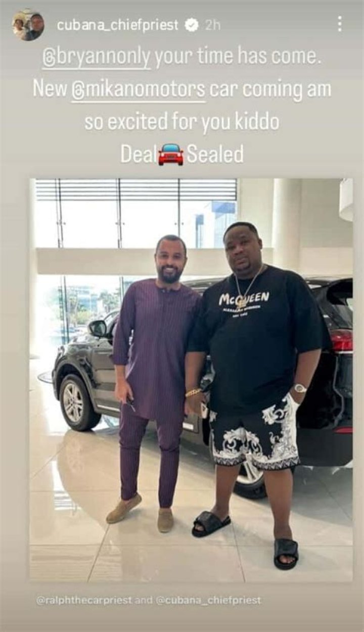
Cubana Chief Priest Spends Millions Of Dollars On A New Car For BBNaija’s Bryann. 