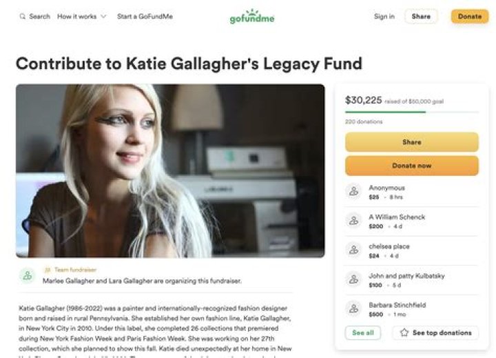 
Katie Gallagher GoFundMe raises over $30,000 as fashion designer’s death ruled as homicide 