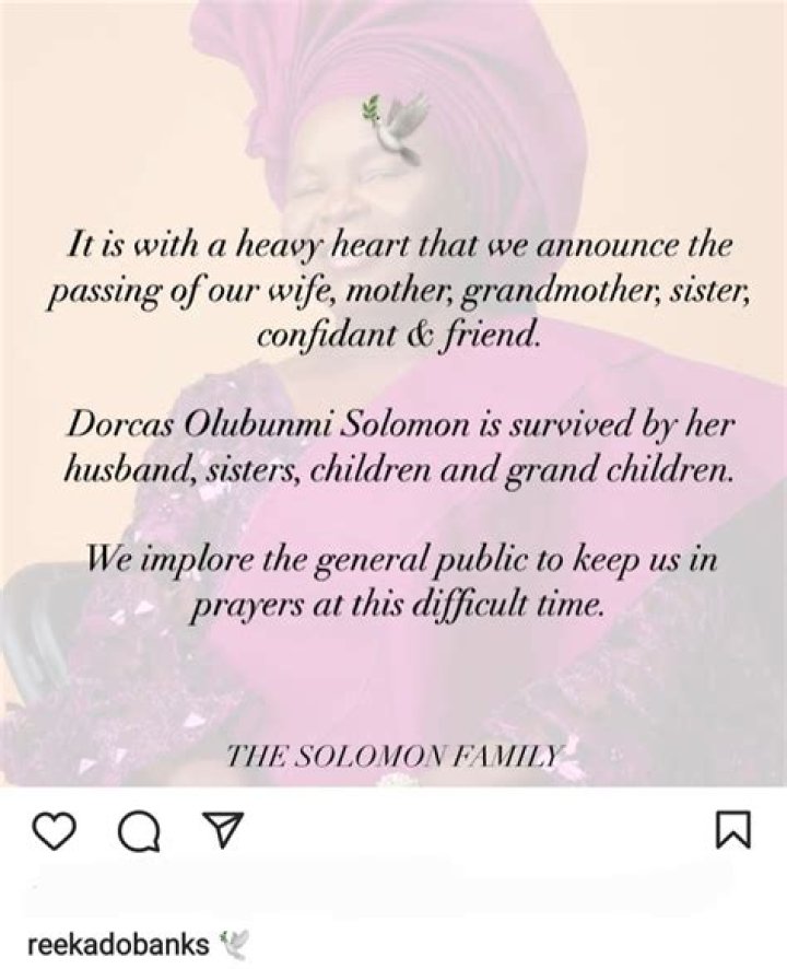 
Reekado Banks’ Mother Dies 