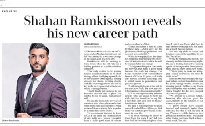
Where Is Shahan Ramkissoon Going And Why Is He Leaving eNCA News? 