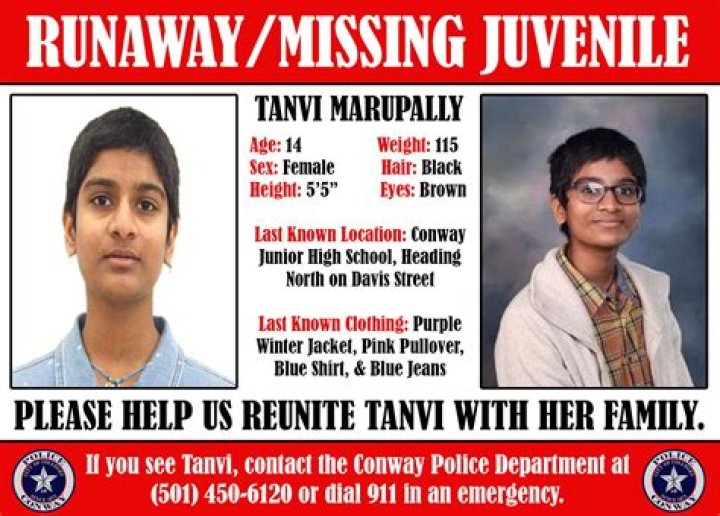 
Where was Tanvi Marupally found? Missing Arkansas teen located months after disappearance 